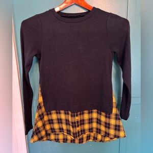 THML Black and Yellow Plaid Underlay Sweater Top Size XS